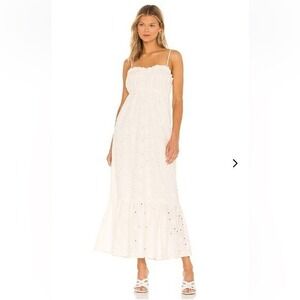 Lovers and Friends Apryl Maxi Dress Ivory Womens XS Cottagecore Romantic Eyelet